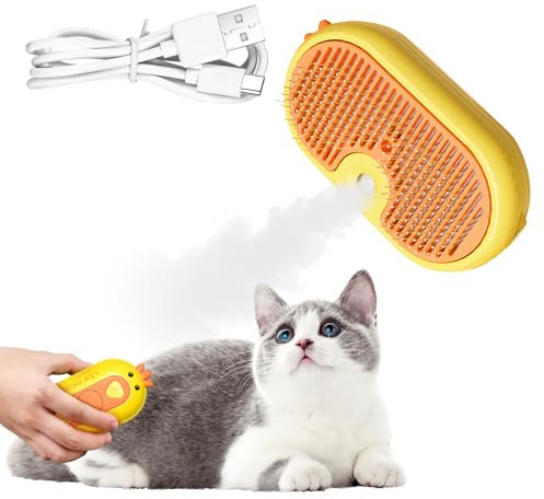 Mesen Katzenbürste mit Dampf, 3-in-1-Dampfbürste für katzen mit Spray, Selbstreinigender Hundebürste mit Dampf Haustiere Pflege und Haarentfernung für Langes/Kurzes Haar