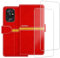 ESACMOT Phone Case Compatible with Doro 8200 Secure + [2 Pack] Screen Protector Glass Film, Premium Leather Magnetic Protective Case Cover for Doro 8200 Secure (6.09 inches) Red