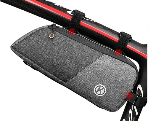 YongXiangPeng Sac de vélo étanche pour cadre de vélo, sac de tube supérieur amovible, sac de contrôleur de vélo, accessoires de grande capacité pour VTT, kit de conversion de vélo (gris)