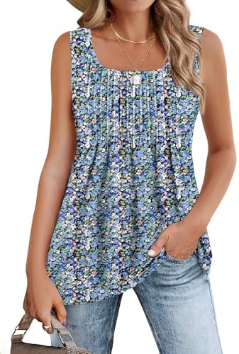 Zeagoo Debardeur Femme Été Chic Hauts Tank Elégant sans Manches Blouse | Décontracté Cami Tops Basique Débardeurs Col Carré T-Shirt S-XXL
