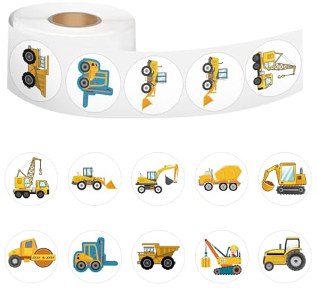 500 Stück 12 Muster Baustelle Aufkleber für Kind Bagger Sticker Basteln Fahrzeug Traktor Sticker Auto 3D Deko für Kindergeburtstag Flasche Laptop