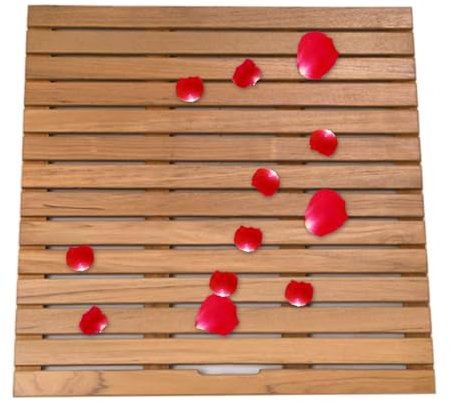 Tarima Ducha Madera, Suelo Ducha con Asa, Moderno Rectángulo Tarima de Madera de Ducha Madera Plastica for SPA, Sauna, Piscina, Fácil de Limpiar(19.7 * 11.8in)
