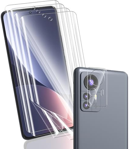 Yonntmmi 4+1 Piezas Protector de Pantalla para Xiaomi 12 Pro, Película protectora TPU flexible film y Protector de Lente de Cámara, HD TPU Protector de Pantalla de para Xiaomi 12 Pro Non-Cristal