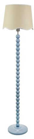 ValueLights | Powder Blue Bobbin Stem Floor Lamp with White Trim Scallop Shade Living Room Hallway Light | Floor Lamps, Home Décor & Improvement Essential