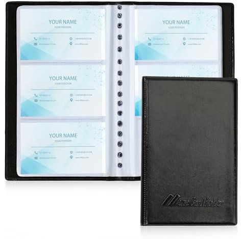 Jesustree 2pcs Porta Biglietti da Visita con 300 Fogli Transparente Libro Porta Carte, Raccoglitore Biglietti da Visita Salvaspazio Nero per Ufficio