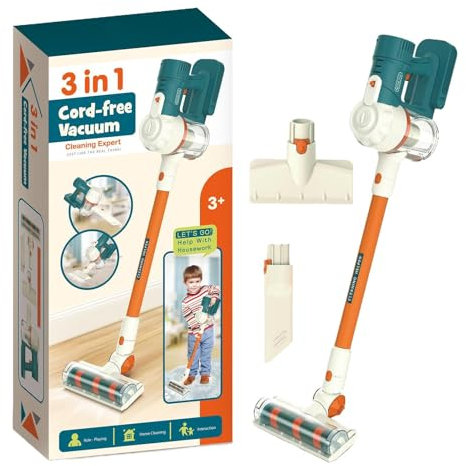 Aspirapolvere per bambini, Aspirapolvere senza fili per bambini, Aspirapolvere per bambini 3 inn 1, Divertente giocattolo interattivo genitore-figlio con musica e luci
