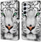 Bnvdfre Handyhülle für Samsung Galaxy A36 / A56 5G Hülle PU Leder Klapphülle Magnet Stoßfeste Kartenfach Klappbar Schutzhülle Silikon Case Cover mit Muster Motiv Flip Handytasche - Tiger