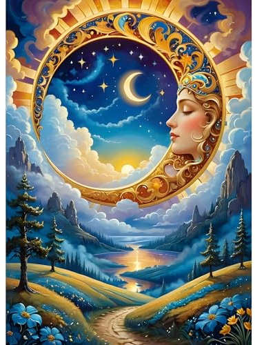 DPHERO DIY Fantasie Mond Diamant Painting Bilder für Erwachsene Anfänger,5D Göttin Diamond Painting Set,DIY Traumland Runde Steine Diamant Kunst Kits, Diamant Art für Zuhause Dekor 30x40 cm