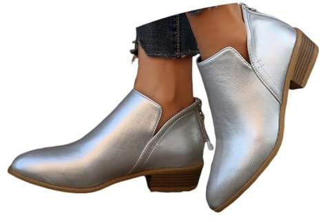 ticticlily Stivali Estivi Donna Con Cerniera Primaverili Invernali Eleganti Stivaletti Morbidi Tacco Basso Ankle Elegante Boots Cowboy Bassi