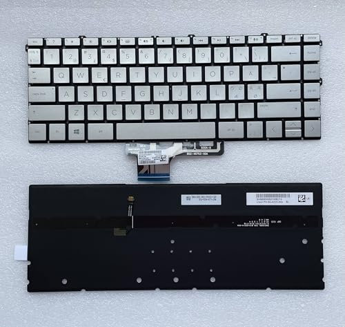 JYJYGDM Parti per Laptop Nuovo Nord Europa for HP Spectre X360 13-AW 0003DX 0008CA 0013DX 0020NR Retroilluminazione Individuale Silver Notebook Tastiera del Computer Portatile