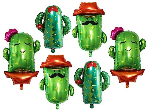 UPKOCH Globos de Cactus Gigantes para Fiestas de Cumpleaños y Bodas Decoración Mexicana Globos de Aluminio Resistentes Fiesta de Verano Decoraciones Cactus 6 Piezas
