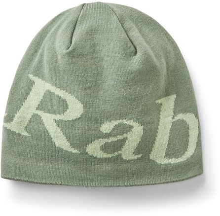 Rab Logo Beanie - Lightweight Knitted Skull Cap for Skiing & Everyday Use - Dark Fig Green/Fig Green - One Size