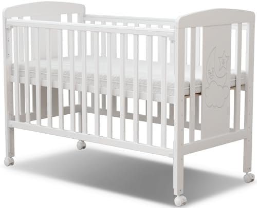 MEICI BABY Nova -3-in-1 Wooden Baby Cot Bed,Baby Crib,Convertible Baby Bed with Teething Rail,5 Adjustable Bed Base Positions,Mattress Included,From Birth to 6 Years
