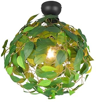 Deckenlampe Esszimmerleuchte Deckenleuchte Wohnzimmerlampe Schlafzimmerleuchte Flurlampe, Metall Kunststoff schwarz grün Blätter-Design, 1x E27, H 58 cm