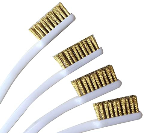 Copper Plated Brush For Industrial Devices Surface-Inner Polishing Grinding Cleaning Brush 3 Row Wire Brush Rust Remover Rust Remover For Stainless Steel Grill Wrought Iron Machine Metal Knives