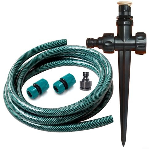 Fauhapyway Rociadores de césped de jardín de 360 grados, aspersor de riego de hierba con manguera de jardín para sistema de riego automático