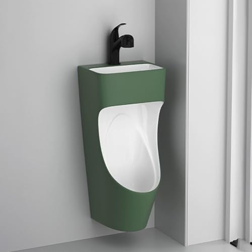 POWRZZZY Gewerbliches Spülurinal Wandmontiertes Urinal Automatisches Sensor-Urinal für Männer mit Waschbecken und Ausziehbarem Wasserhahn Einfach zu Reinigen(Green)