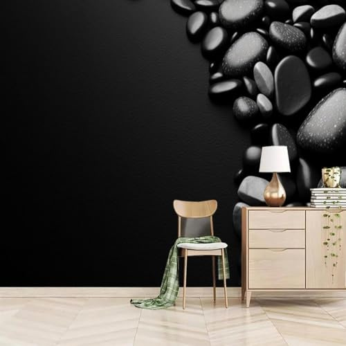 Fototapete Stein 3D Effekt Vliestapete Schwarz Foto Tapete Wohnzimmer Schlafzimmer Flur Wandtapete Motivtapeten Bildtapete Wand Deko 150x105 cm 1330b