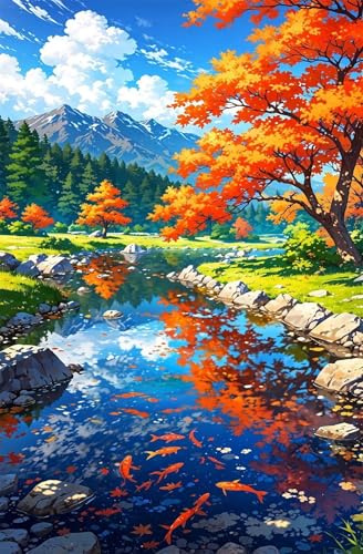 2000 Piece Jigsaw Puzzles for Adults, Educational Games, Difficult, Logic Puzzles, Trees Rivers Fishs Puzzles for Adults, Puzzle 2000 Pieces