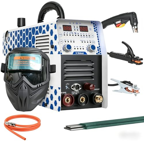 Reboot 7 in 1 Saldatrice e Taglio Plasma Combo - Taglio Plasma 30A fino a 16mm, Doppia Tensione 120/240V, MMA/MIG/TIG/Punti/Alu Pronto - per Officina Fai da Te, con Maschera da Saldatura Premium
