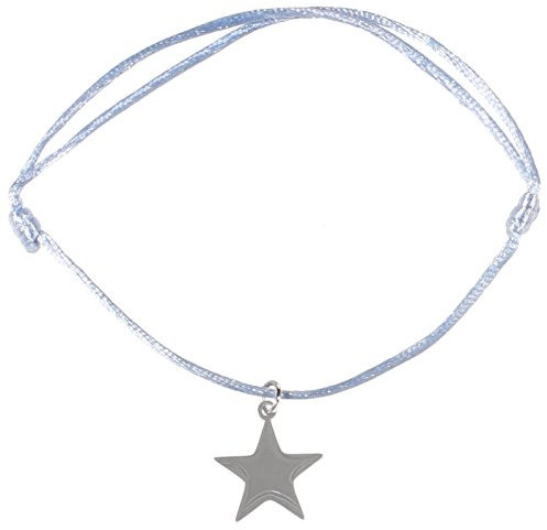 Les Plaisirs de Stella Bracelet Fantaisie - Cordon Coton Bleu - Etoile en Acier Argenté