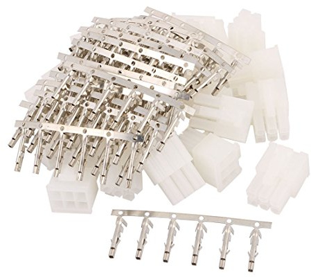 sourcingmap 20 Sets White Plastic Dual 6 Pin Male 4.2mm Pitch + 6 Pin Terminal PC PSU ATX Connector