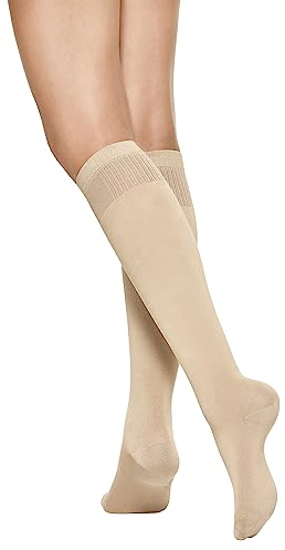 Vogue Support Travel Socks Stützstrümpfe, kniehohe Damen kompression Flugstrümpfe, 1 Paar,Hellbeige (9076 Sand),36-40