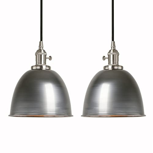 Phansthy 2 Stücke Pendelleuchte Esstisch Vintage Klarlack Industrial Metall Lampenschirm Hängeleuchte,Hängelampe, Küchenlampen Hängend Vintage, Hängelampe Esstisch, Pendellampe im Landstil (Klarlack)