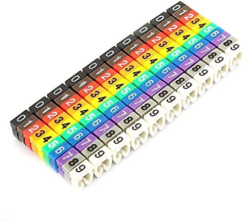 Clip On Wire Markers 4Mm, Kabel Label, Cable Identifier, 100Pcs Cable Markers, Plastic Digital Colorful Cable Marker Clip Digital 0-9 Number Tube Wire Number Label Tube Colorful Cable Marker Color Co