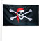 KliKil Bandiera Pirati 150x90 Jolly Roger con bandana rossa - Bandiera Pirata tessuto da esterno, resistente alle intemperie con 2 occhielli metallici. Pirate Flag Jolly Roger Red Bandana giardino