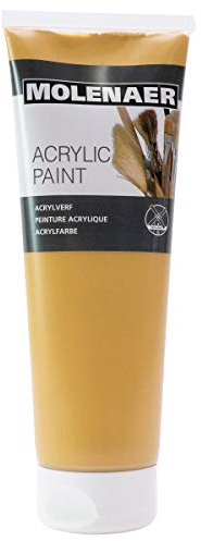 MOLENAER peinture acrylique studio, ocre, tube de 250ml - peinture pour artiste professionnel ou peintre amateur