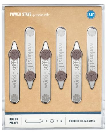 Würkin Stiffs Metal Magnetic Collar Stays for Men's Dress Shirts with Storage Case | As Seen on Shark Tank | Power Stays 3 Pack