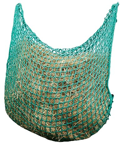 Kerbl Heunetz FlexiStrong für Pferde und Ponys | Grün, 90 × 90 cm, ca. 7 kg Fassungsvermögen, Polypropylen, Maschenweite 4,5 × 4,5 cm