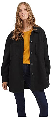Vila Damen Vikimmi skjorte L/S jakke - Noos Jacke, Schwarz, M EU