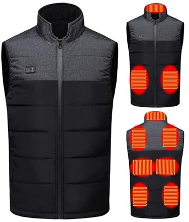 joyvio Gilet chauffant pour hommes et femmes, charge USB, chauffe-corps électrique, veste chauffante, manteau ajusté avec 9 zones de chauffage pour les vêtements de travail en plein air, Gris, M