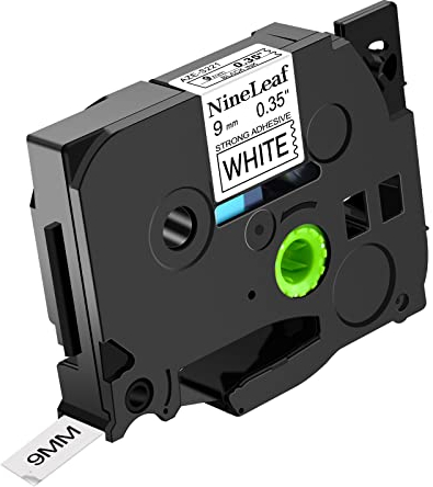 NineLeaf 50x Kompatibel für Brother P-touch TZe-S221 TZS221 AZe-S221 Schriftband 9mm 0.35'' Extra-Stark Klebend Schwarz auf weiß Laminiert Etikettenband für Ptouch PT-H105 H107 520 Beschriftungsgerät