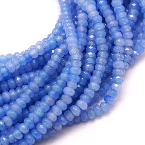Edelstein Perlen Achat Stein 4mm 30Stk Facettiert Rondelle Edelsteine Halbedelstein Schmuckperlen Schmuckstein Kleine Perlen Kette (Blau)