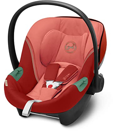 CYBEX Gold Coque Aton S2 i-Size, De la naissance à environ 24 mois, Max. 13 kg, Coussin Réducteur pour Nouveau-né inclus, Compatible SensorSafe, Hibiscus Red