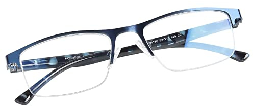 FONHCOO Halbrand Lesebrille Herren Halbbrille Damen Lesehilfe für Senioren Sehhilfe mit Blaulichtfilter Halbrandbrille in Blau, 2,0 Dioptrien