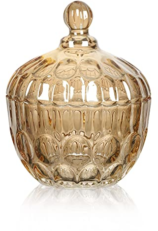 Joeyan 1L Contenitori di Caramelle in Vetro Ambra-Porta Caramelle con Coperchio-Barattoli Decorativi per Cucina, Feste, Matrimoni, Buffet