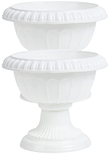 Zerodeko 2 macetas blancas cortas de urna de plástico para bodas, macetas clásicas al aire libre, urna decorativa para plantas, flores, jardín, decoración del hogar