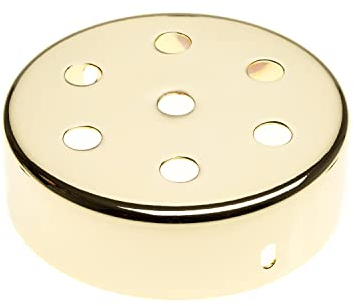 AMARCORDS - Kit Baldachin rosetten aus Metall, 7 Löcher, Farbe GOLD, Lampengehäuse komplett mit Kabelklemmenzubehör, Schrauben und Deckenhalterung. Durchmesser 100 mm, Höhe 35 mm