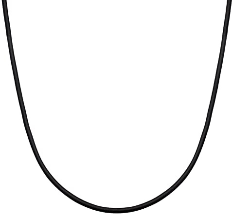 Kuzzoi Herren Kautschuk Halskette Kautschukband Kautschukkette schwarz mit Karabiner, Herrenkette (3 mm) aus 925 Sterling Silber, Länge 50 cm, 0102540923