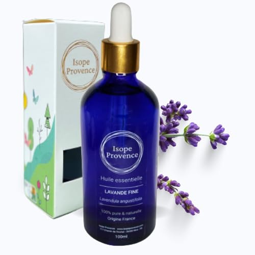 Isope Provence Ätherisches Öl aus echtem Bio-Lavendel (Lavandula angustifolia) 30 ml – 100 % rein & natürlich – Direkter Produzent Drôme der Provenkale, Diffusor, Aromatherapie, Entspannung, Schlaf