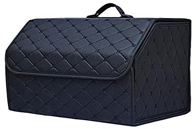 Auto Kofferraum Leder Organizer Box für BMW X1 X2 X3 X4 X5 X6 X7 i3 IX Faltbare Autotasche Organizer Wasserdicht mit Fächern Aufbewahrungs Box Zubehör,Black Style-M
