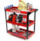 Carrello Portautensili Porta Attrezzi | 3 Piani | 66,5x36,5x79 cm | Capacità di Carico 136 Kg | con Ruote | in Acciaio | Rosso | per Garage Officina