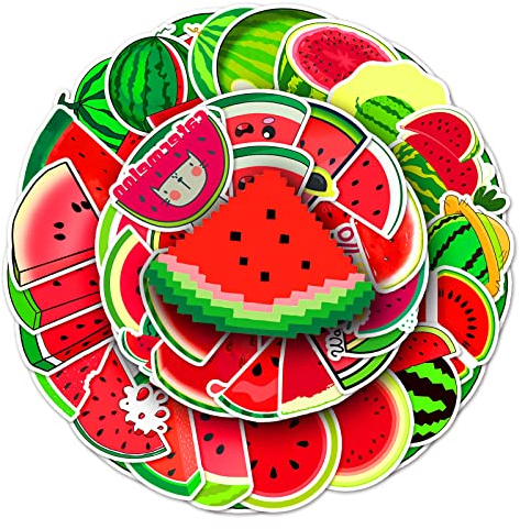 Bric Dodo 50 Stück Wassermelone Aufkleber Auto Laptop Telefon Gitarre Skateboard Motorrad Fahrrad Wassermelone Stickers Set Vinyl Wasserdicht Aesthetic Aufkleber für Jugendliche Kinder Erwachsene
