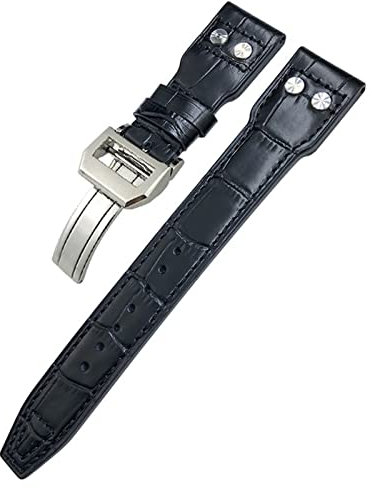 NRYCR 21mm Nieten Echtes Leder Armband Fit Für IWC Big Pilot TOP GUN Uhr IW3777 Kalbsleder Armband, Gold Buckle, Achat