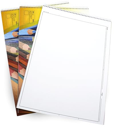 DOJA Barcelona | Zeichenblock DIN A4 | 3er Pack | Malblock A4 Spiralbindung | Mit Rändern | Skizzenbuch 230x330mm | 20 Blatt mit Rahmen Blanko 130g | Einfärbig | Sketchbook A4 | Zeichenblätter A4