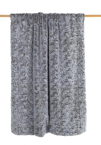 MANTAS MORA Haku K06 Sofadecke aus Kunstfell, 100% Polyester, Mikrofaser, 820 g/m², 130 x 170 cm, sehr weich, Grau